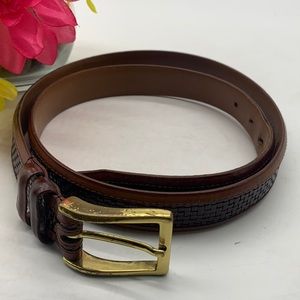 Allen Edmonds Basket Weave Reddish Brown Calfskin Leather Belt Sz 100/40 28006